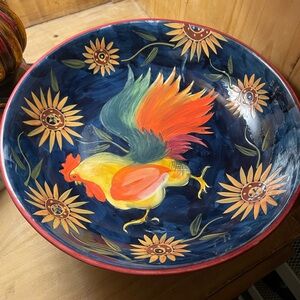 Vintage Susan Winget Rooster/Sunflower Certified International Serving Bowl